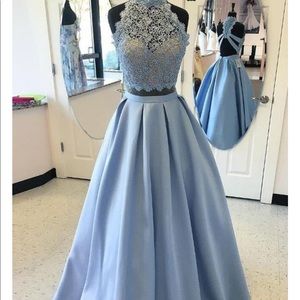 PROM DRESS Ball Gown Sleeveless Satin Two Piece